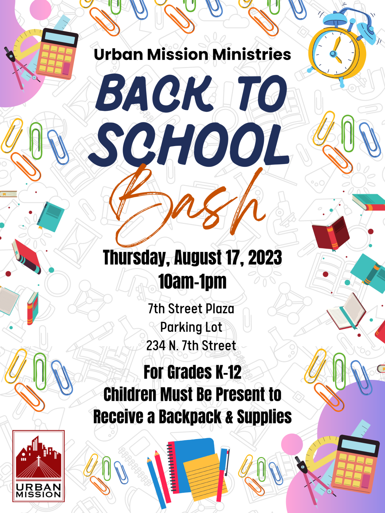 Back to School Bash COMING SOON! Urban Mission Ministries, Inc.